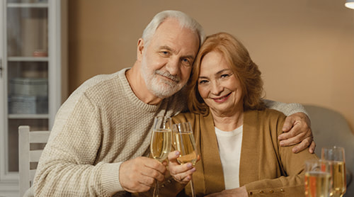 Senior Couple having a wine toast photo